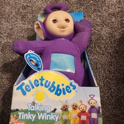 NEW Vintage 1998 Playskool Teletubbies Talking Tinky Winky Plush Doll WORKS
