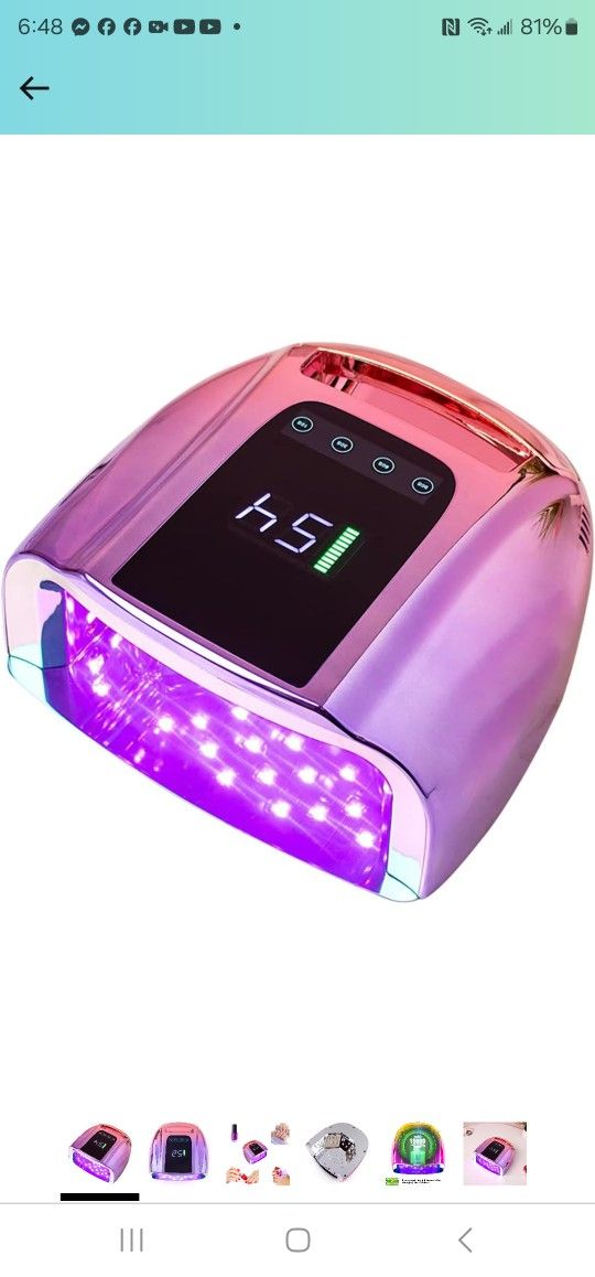 Rechargeable Nail Dryer, 96W High Power Professional Nail Lamp LCD Display UV LED Nail