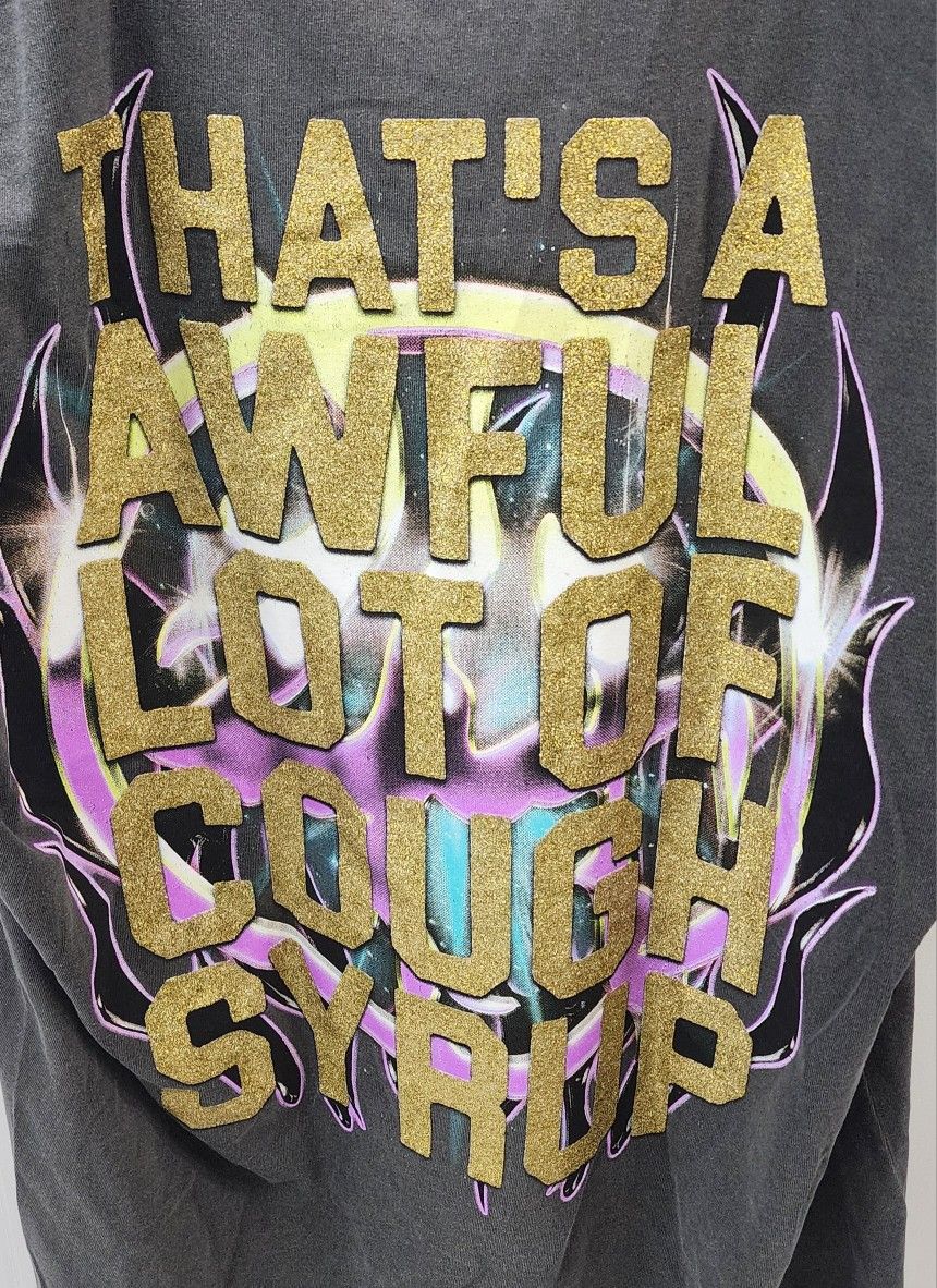 NEW AUTHENTIC Thats an Awful Lot of Cough Syrup x Lost Hills Colab by Desto Dubbs Mens 2XL tshirt. Oversized by design.