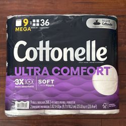 Cottonelle Ultra Comfort Soft Ripple Toilet Paper: 9  MEGA Rolls=36  Regular Rolls