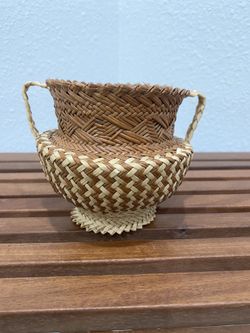 Vintage Tarahumara Hand Woven Pine Needle Basket