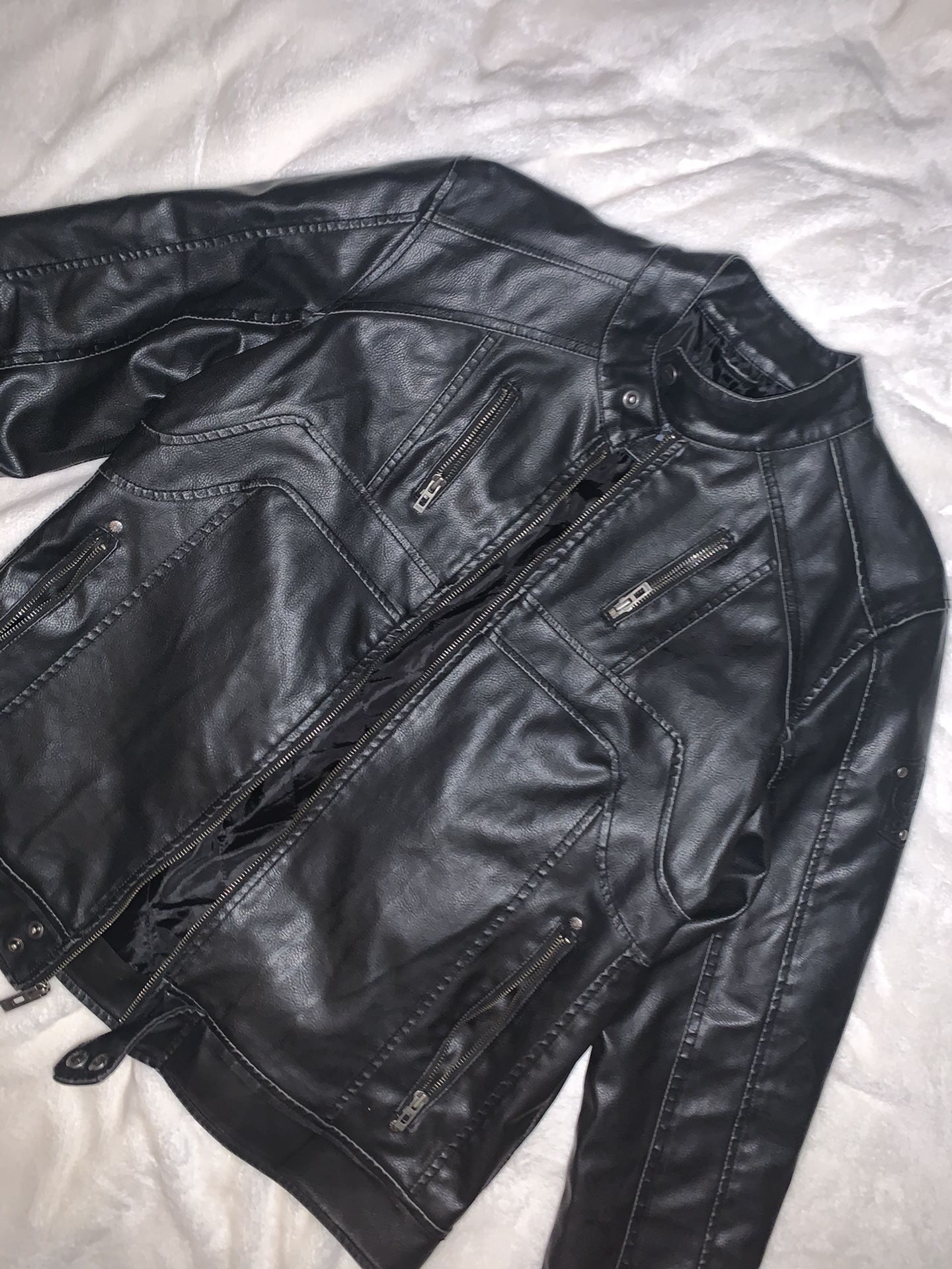 Guess Mens Leather Jacket Size L