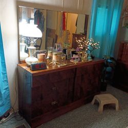 Antique Six-door Dresser With Mirror