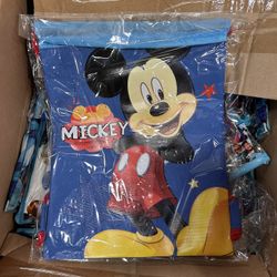 Blue Mickey Mouse Drawstring Backpack Disney Sling Tote School Kids Gym Bag