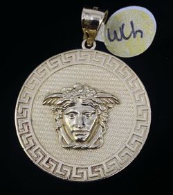 $1125 Yellow Gold Versace Charm Pendant