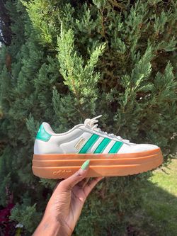 Adidas Platform Low-Top Sneakers White Green Size 10
