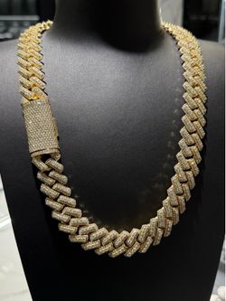 Monster Solid 20mm Natural Diamond Cuban Link Chain 24 Inch