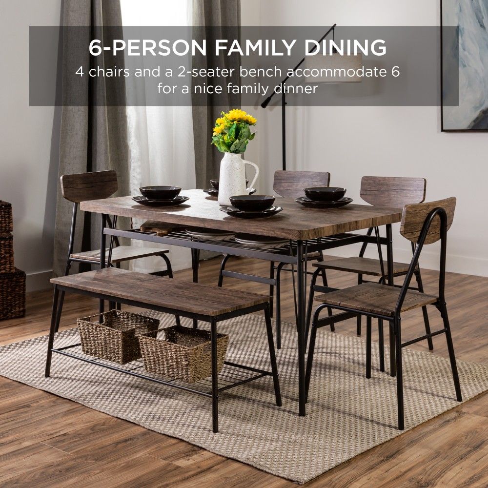 6-Piece 55in Modern Home Dining Set w/ Storage Racks