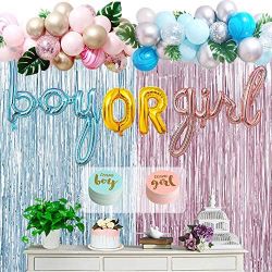 Anyfeel Gender Reveal Party Gender Reveal Party Supplies Kit, Simnuply 124 Pieces Gender Reveal Ideas, Decorations, Gifts, Includes Foil Balloons, Tin