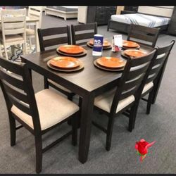 Rokane Kitchen Table And Chairs 🟤 Brand New 👈 Dining Room 💥 Delivery Available💯