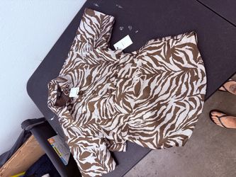 Brown Zebra Print suit set skirt &blazer
