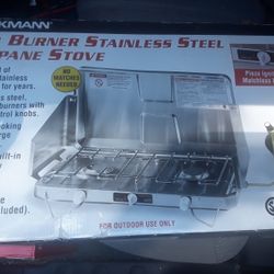 BRAND NEW Brinkmann Two Burner Stainless Steel Propane Camping Stove