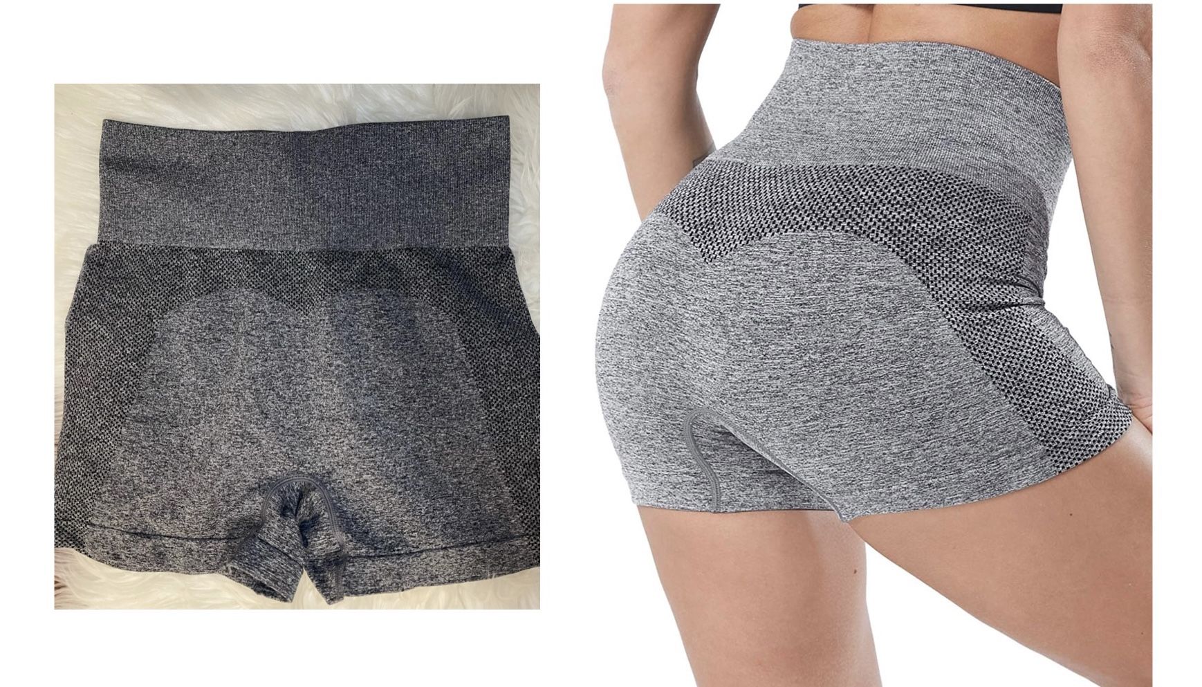 New Waisted Seamless Workout Shorts for Women, Gym Exercise Compression Yoga Short Gray XL(cash & pick up only)