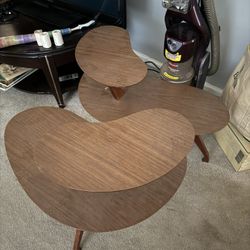 Midcentury Kidney End Tables, 2 Tier
