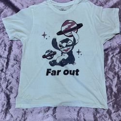 Disney Lilo & Stitch Men’s XL Far Out Space Stitch Pale Yellow Graphic T-shirt s
