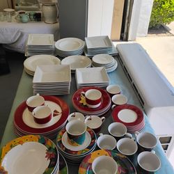 Yard Sale dishes, Cabinets, 3 Poster Board Frames, Light Bulbs, Pots, Microwave