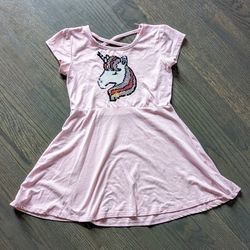 Btween Girls Fit n Flare Dress, Sequin Unicorn- 6X