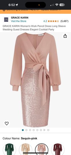 GRACE KARIN Women's Work Pencil Dress Long Sleeve Wedding Guest Dresses Elegant Cocktail Party Size Xl New With Tags 