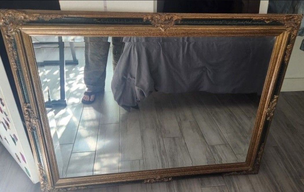 Framed Mirror Gold Wood Decorative