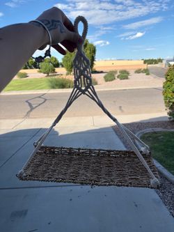 Macrame Hanging Shelf with Woven Seagrass