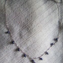 Silver Necklace With Faux Pearls 