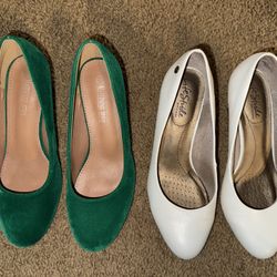 Green And White Heels Size 7m