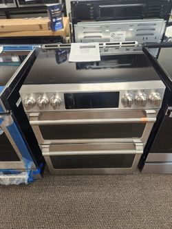 30 in. 5 Burner Element Smart Slide-In Double Oven Induction Range with Convection in Stainless Steel