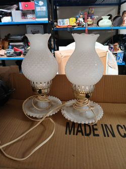 Beautiful Antique White Milk Glass Lamps