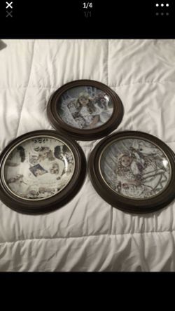 3 Heirloom and Lace collector series collector plates with frames