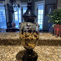 Glass Vase W Leopard Print 