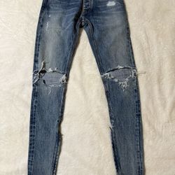28 Fear of God Distressed Blue Jeans
