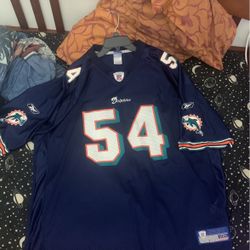 100% Authentic Navy Blue Zach Thomas Jersey