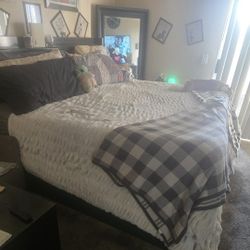 King Bed Frame, No Mattress With Dresser
