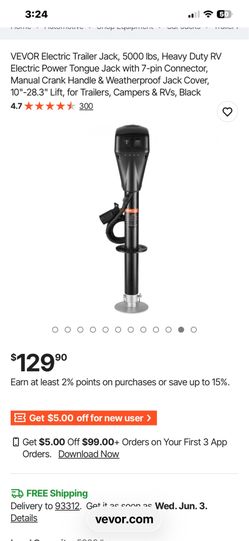 Electric Trailer Jack, 5000 Ibs, Heavy Duty RV Electric Power Tongue Jack with 7-pin Connector, Manual Crank Handle & Weatherproof Jack Cover, 10"-28.