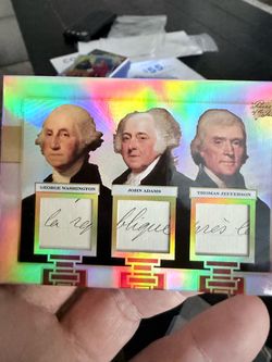🇺🇸🔥 GEORGE WASHINGTON / JOHN ADAMS / THOMAS JEFFERSON TRIPLE HANDWRITTEN RELIC 🔥🇺🇸