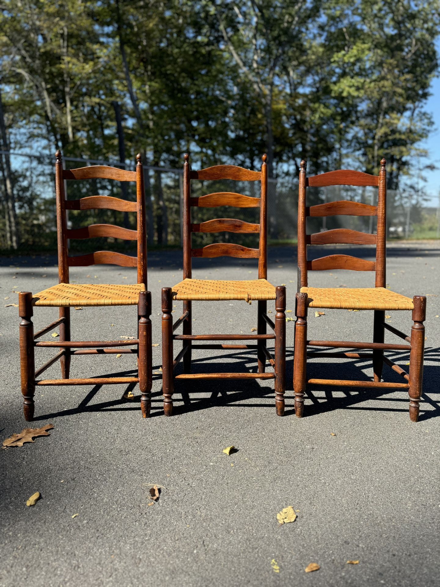 Antique ladder back chairs (3)