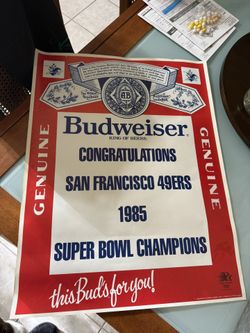 1985 Budweiser SF 49ers Super Bowl Poster