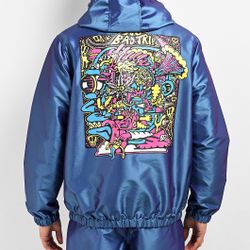Killer Acid Cat Hologram Blue Windbreaker Jacket Men’s Large