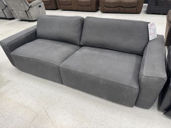Beautiful Top Grain Gray Uncorrected Leather Sofa