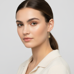 14K Hawaiian Sea Turtle Dangle Leverback Earrings