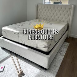 NEW QUEEN BED FRAME WITH MATTRESS