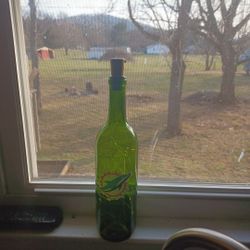 Miami Dolphins Wine Bottle With Lights