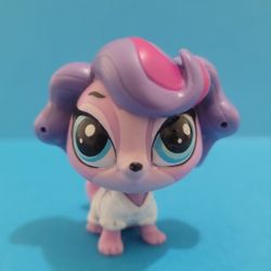 Littlest Pet Shop LPS #3708 Zoe Trent Maltese Dog Purple Blue Eyes.