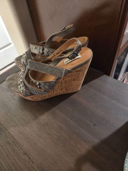 Studded Cork Wedge Sandals Not Rated