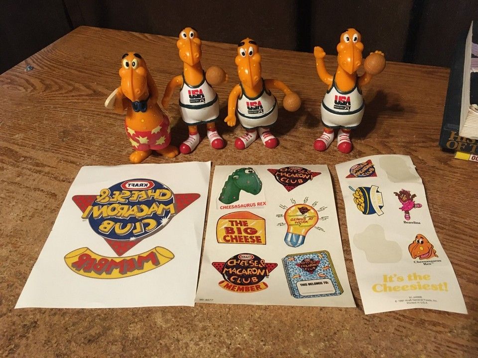 Kraft Cheeseasaurus Rex Dinosaur Toys USA Basketball Surfer Stickers Decal