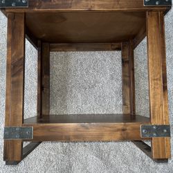 Rustic Industrial Wood Side Table with Metal Accents