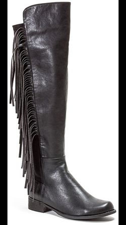 Fringe knee high boots