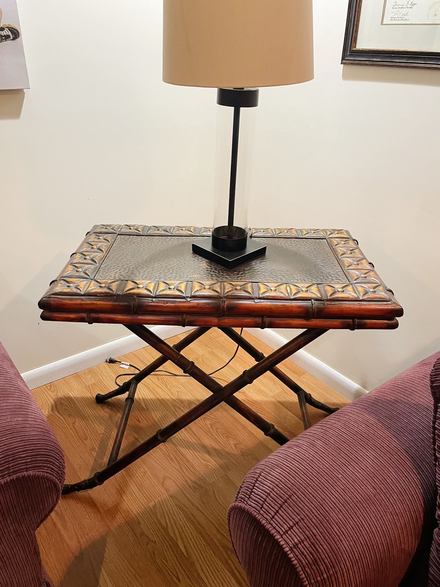 Faux Bamboo Metal Decorative Room Butler Folding Tray End Table