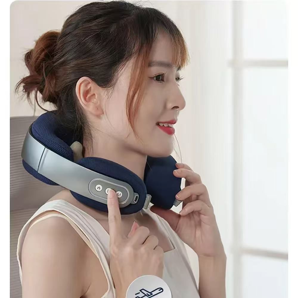 U-shaped neck massager for home use, 3-mode multifunctional shoulder and neck massager, muscle kneading and hot compress