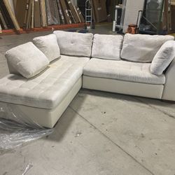 American Leather 2 Pc Sectional Sofa Leather And Corduroy